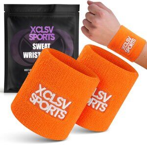 Orange Terry Cloth Sweat-Wicking Sports Wrist Bands